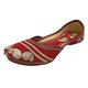 Red Punjabi Jutti Mojari Shoes for Women,Indian Shoes Ethnic Sandals Jootis Bohemian Shoes Khussa Jutti, Red, 8 UK