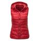 CNBPLS Women's Ultra-Light Down Packable Puffer Vest,Casual Sleeveless Outerwear with Zipper,Hooded Warm Waistcoat,red,3XL