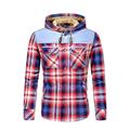 Men's Hooded Plaid Plus Velvet Padded Coat Shirt Jacket Cotton Clothes Mens Sweatshirt Hoodie Sweater Sale Windproof Outerwear Clothing for Daily Outdoor Wear Red