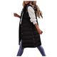 Down Vest for Women Casual Sleeveless Slim Fit Mid-Length Down Jacket Coat Warm Lightweight Quilted Vest with Hood (Black,5XL)