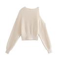 MARYSHARON Autumn Shoulder Opening Design Stretch Knit Sweater Women Pullover Solid Color Female CX1095 M