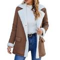 Womens Winter Coats Sale Clearance Long Sleeve Button Down Faux Lamb Wool Lapel Winter Warm Plush Coat Jacket Outwear (Brown 1,XL)