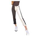 jhgf Straight Contrast Trousers Women Trousers High-Waisted Color Sexy Casual Pants (White, M)