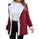 Womens Winter Coats Sale Clearance Long Sleeve Button Down Faux Lamb Wool Lapel Winter Warm Plush Coat Jacket Outwear (Red Wine,XL)