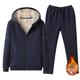 Men's Fleece Sportswear Full Zipper Hooded Sweatshirt Straight Leg Sweatpants Winter Warm Sportswear Sports Suit Mens Sweatshirt Hoodie Sweater Sale Windproof Outerwear for Daily Outdoor Wear Blue