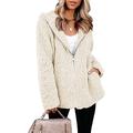 Winter Coats Women, Eogrokerr Women's Autumn Elegant Fleece Jacket Autumn Hooded Plush Fleece Coat Off White