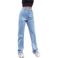 Huntrly Women's Jeans Spring High Waist Loose Straight-Leg Casual All-Match Jeans Daily Commuting Temperament Jeans XS Light Blue