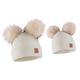 EliMeli Girls' Warm Winter Hat for Mum and Daughter Hat Ladies Winter with Two Pom Poms Slouch Knitted Beanie Women's Bobble Hat Children Mum and Baby Cap Set 3 - White - One Size