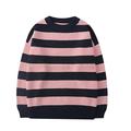 MARYSHARON Autumn Winter Round Neck Loose Knit Sweater Stripe Thick Oversized Base Pullovers Sweater Jumper PINK X-Large