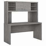 Office by kathy ireland® Echo 60W Credenza Desk with Hutch in Modern Gray - Bush Business Furniture ECH030MG