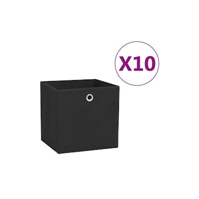 vidaXL Aufbewahrungsboxen 10 Stk. Vliesstoff 28x28x28 cm Schwarz Image