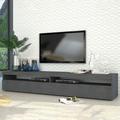 Web Furniture - Meuble tv salon design anthracite 200cm 4 compartiments 2 portes Burrata Report