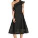 Adrianna Papell Women's Dress Black Size 10 One Shoulder Panels A-Line