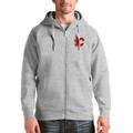 Men's Antigua Heathered Gray Calgary Flames Logo Victory Full-Zip Hoodie