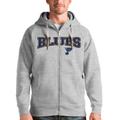 Men's Antigua Heathered Gray St. Louis Blues Wordmark Victory Full-Zip Hoodie