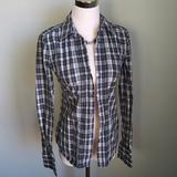 American Eagle Outfitters Tops | American Eagle Plaid Button Down Shirt | Color: Blue/Green | Size: 0