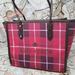Kate Spade Bags | Ella Plaid Tote Bright Rose Black Bag Handbag Zip Top Purse Kate Spade | Color: Pink/Red | Size: 17" X 11" X 7"