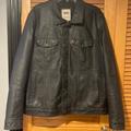 Levi's Jackets & Coats | Levi’s Xl Faux Leather Navy Blue Quilt Lined Trucker Jacket. | Color: Blue | Size: Xl