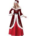 VERNASSA Women's Mrs. Santa Claus Costume Christmas Hat Fancy Dress with Belt, 3 Piece Cosplay Party Fancy Long Dress Red