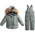 Bbay Girls Boys Winter Jackets,18M-6 Y Toddler Kids Snowsuit Infant Clothes Jumpsuit Faux-Fur Hooded Jacket Coat Set (Green-01, 5-6 Years)