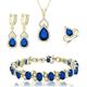 LMXXVJ Women Jewelry Set Platinum Plated Necklace Open Ring Earrings Bracelet Set,Birthday/Anniversary Mother’s Day Jewelry Gifts for Mom/Wife/Sister/Best Friend, Brass, Created Sapphire