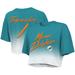 Women's Majestic Threads Tua Tagovailoa Aqua/White Miami Dolphins Dip-Dye Player Name & Number Crop Top