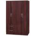 Better Home Products Luna Modern Wood 4 Doors 2 Drawers Armoire in Mahogany - Better Home Products NW448-Mah