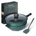 Tiborang 11" Non Stick Hard Anodized Aluminum 3 Piece Specialty Pan w/ Lid Non Stick/Hard-Anodized Aluminum in Green | 3.34 H x 17 D in | Wayfair