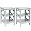 Costway 2 Pieces 3-tier Nightstand Sofa Side End Accent Table Storage Display Shelf-Gray
