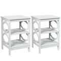 Costway 2 Pieces 3-tier Nightstand Sofa Side End Accent Table Storage Display Shelf-White