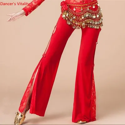 Pantalon de danse du ventre en dentelle à fente haute pour femme accessoire de danse indienne