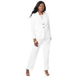 Plus Size Women's 2-Piece Stretch Crepe Single-Breasted Pantsuit by Jessica London in White (Size 36 W) Set