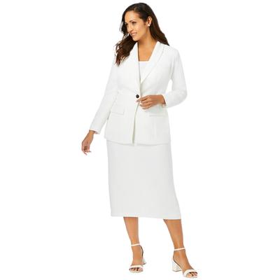 Plus Size Women's 2-Piece Stretch Crepe Single-Breasted Skirt Suit by Jessica London in White (Size 24) Set