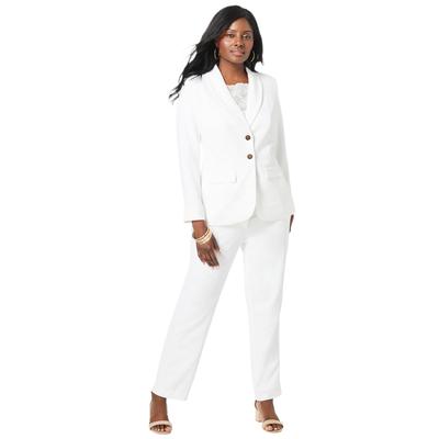 Plus Size Women's 2-Piece Stretch Crepe Single-Breasted Pantsuit by Jessica London in White (Size 24 W) Set
