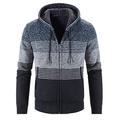 Detrade Men's hoodie with hood, pullover, knitted sweatshirt, cardigan, leisure winter hooded jumper, knitted jacket, fleece inside, outdoor men's hooded jacket for hoodie, blue, XL