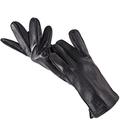 Fashion Black Men's Leather Gloves Men Warm Winter Gloves with Wool Lining Windproof Driving Mittens Machine Sewing 11