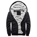 SKYWPOJU Plush Jacket with Hood, Men’s Basic Down Jackets, Fleece, Warm Thermal Jacket, Padded snowfield Jacket, Modern Zipper, Outwear, Padded Men’s Jacket, Outdoor Jacket Black