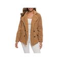 O·Lankeji Plus Size Faux Shearling Jacket for Womens,Long Sleeve Plush Button Coats with Pocket,Solid Color Lapel Outwear for Warm Winter (Color : Brown, Size : 5XL)