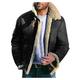 Detrade Men's Fleece Jacket Lapel Collar Plush Jacket Long Sleeve Zip Fleece Jacket Warm Winter Jacket Winter Coat Plush Coat, 01-black, XXXXL