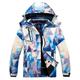 Wantdo Women's Warm Ski Jacket with Fleece Waterproof Snowboarding Jacket Hooded Mountain Coat Windproof Raincoat Mountain Flora XL