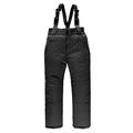 Binhe Kids Snowsuit Pants Winter Waterproof Ski Trousers Thicken Warm Overall Snowsuit Outdoor Jumpsuit Hiking ski Insulated Suspender Pants for 4-11 Years (02-Black, 10 -11 Years)