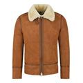 Mens B3 Sheepskin Jacket Bomber RAF Leather Jacket 100% Genuine Sheepskin Jacket - British Tanned Leather HARBIN (S, Tan Whiskey / Beige)