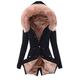 Ladies Fur Lining Coat Womens Winter Warm Thick Long Jacket Hooded Overcoat jacket