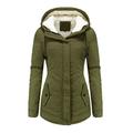 Women's Winter Warm Down Coat Casual Long Sleeve Mid-Length Thick Fleece Lined Plush Hooded Parka Outwear Plus Size