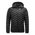 Orgrul Men's Circus Quilted Jacket in Down Jacket Look with Hood | Warm Durable Winter Jacket Lined Robust Transition Jacket Mottled Jacket for Men 1951, black, L