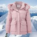 Hooded Winter Lined Trench Thick Overcoat Jacket Women's Coat Outwear Warm Fur' Women's Parkas (Pink, XL)
