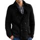 EMPERSTAR Winter Men'S Sweater Cardigan Solid Color Lapel Long Sleeve Knit Jacket Black XL