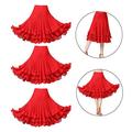 F Fityle 3x Flamenco Dance Skirt with Floral Embroidery for Girls Women - Red, As Described