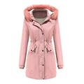 Ladies Faux Fur Lining Coat Womens Winter Warm Thick Long Jacket Hooded Overcoat Fashion Trench Coat Jacket