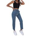 Briskorry Women's Jeans Long High Waist Trousers with Belt Elegant Trousers Women High Waist Denim Slim Fit Casual Trousers for Outdoor Stretch Women's Skinny Slim Fit Skinny Jeans